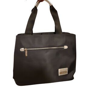 Versace logo Parfum Black Nylon Zipper tote bag New cosmetic bag